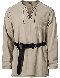 JEMITOP Men's Renaissance Costume Retro Lace Up