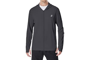 Roadbox Men's UPF 50+ Sun Protection Hoodie Jacket Lightweight Zip Fishing Hiking UV Shirts with Pockets and Thumbholes