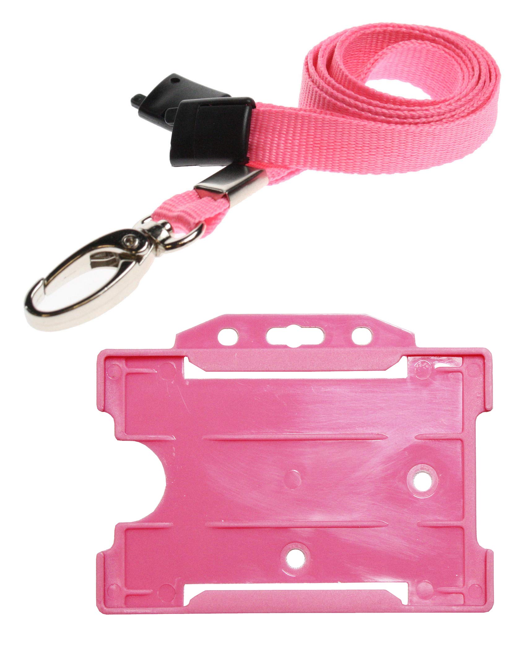 PCL Media ltd 10 Pink Lanyard with ID Card Holder and 10 Neck Strap Safety Breakaway Lanyard Pink Metal Clip