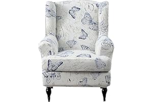 NILUOH Wing Chair Slipcovers 2 Pieces Stretch Spandex Wingback Chair Covers Sofa Slipcover Printing Wingback Armchair Slipcovers Furniture Protector Couch Soft with Elastic Bottom,16