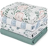 Gllquen Baby Muslin Swaddle Blankets 4-Pack Breathable Receiving Blankets (35" x 40") Soft Baby Blankets for Girls and Boys Newborn Essentials Muslin Burp Cloths Swaddle Wrap Baby Gift(Apple Paradise)