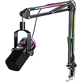 FIFINE AmpliGame AM8PROT Gaming Microphone Kit, XLR/USB Dynamic PC Mic | Streaming Mic Set with Boom Arm, RGB, Tap-to-Mute, Mix Control, Headphone Jack, Volume Knob for Podcast Recording