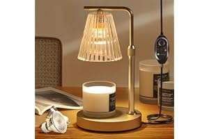 KINDEEP Candle Warmer Lamp with Timer, Adjustable Height, Dimmable Brightness, Electric Candle Warmer with 2 Bulbs, Wax Melt Warmer, Home Decor, Lamp Candle Warmer for Scented Jar Candles, Golden