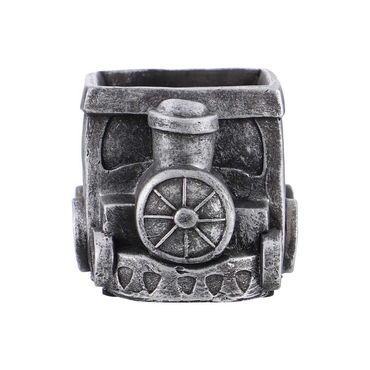 Yardwe Planters Mini Succulent Planter Vintage Train Plant Miniature Fairy House Figurine Home Office Table Desk Micro Landscape Decoration Grey Garden Planters