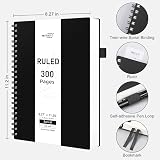 RETTACY A4 Spiral Notebook 300 Pages 100gsm College Ruled PVC Cover Black view 2