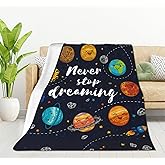 HGOD DESIGNS Cute Outer Space Planets Fleece Throw Blanket - Comets Sun Cosmos Blanket for Women - Fuzzy Plush for Bed Couch Sofa Chair Office (40"x 50")