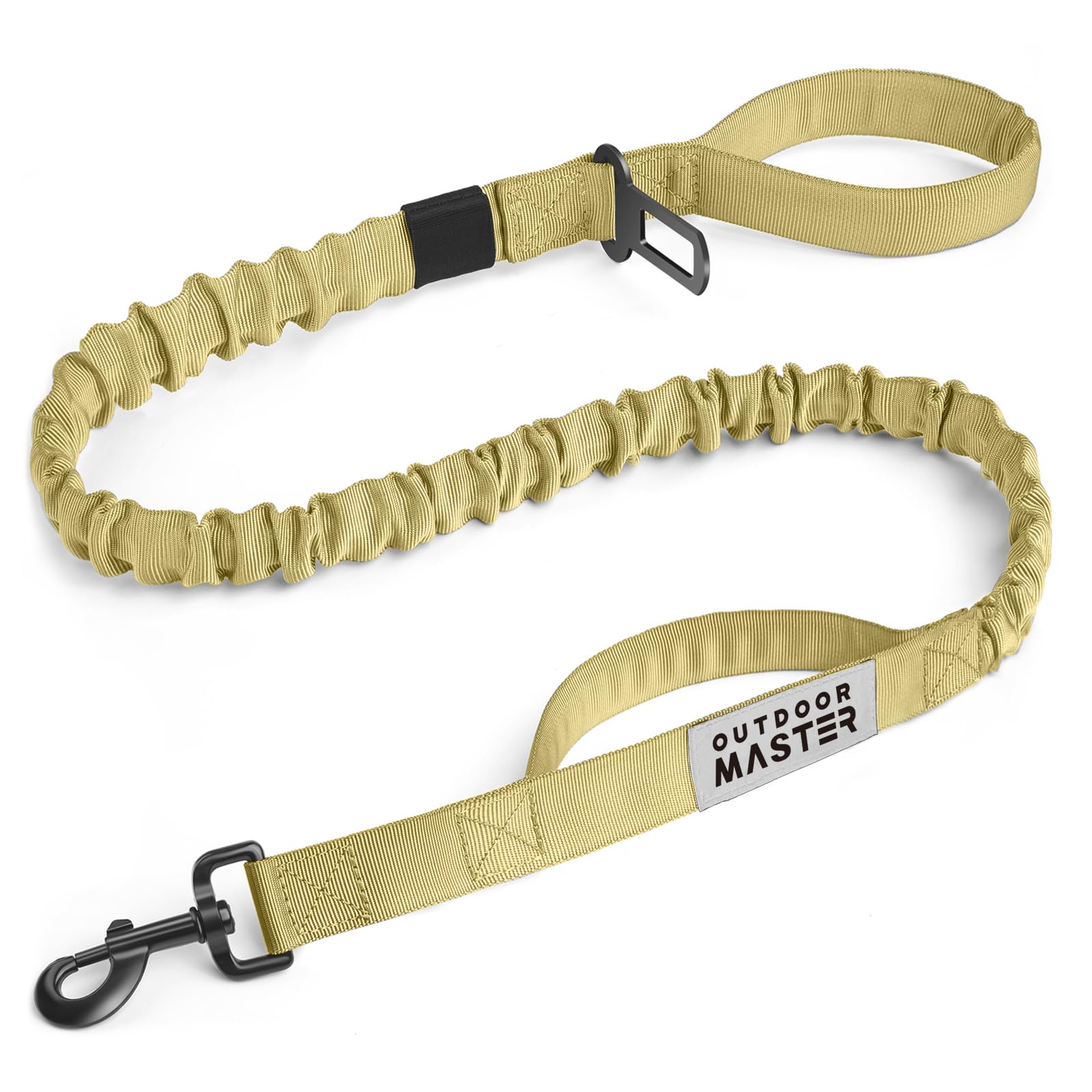 OutdoorMaster Bungee Dog Leash, Improved Dog Safety & Comfort - Khaki Upgraded