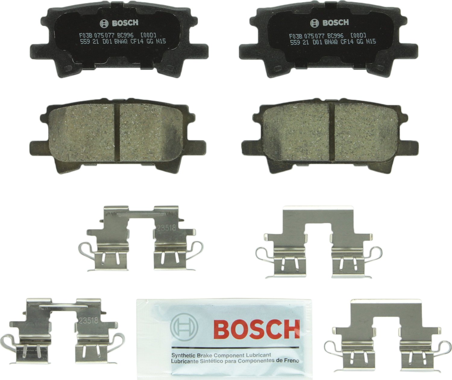 Photo 1 of BOSCH BC996 QuietCast Premium Ceramic Disc Brake Pad Set - Compatible with Select Lexus RX330, RX350, RX400h; Toyota Highlander; REAR