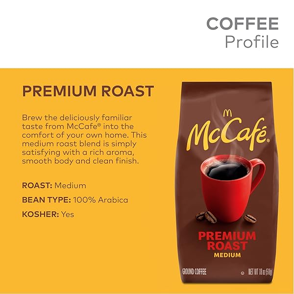 MCCAFE PREMIUM ROAST, GROUND COFFEE, MEDIUM ROAST, BAGGED, 18OZ.