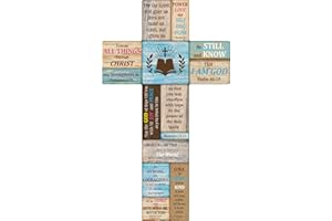 Jetec Christians Cross Wall Decor Faith Biblical Verse Wooden Crosses Table Centerpieces Farmhouse Wall Sign for Home Easter 