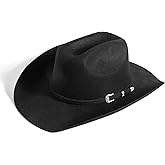 HAZALENE Handcrafted 100% Wool Western Cowboy Hat, Decorative Band, 3.5" Brim, Soft Lining, Sun Protection, Easy Clean