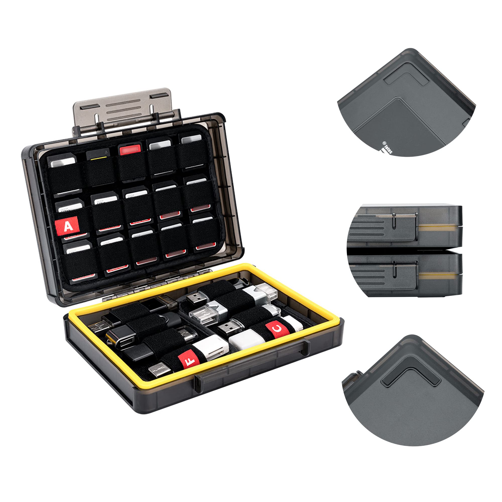 KIWIFOTOS Memory Card Flash Drive Storage Case for 30 CFexpress Type A, SD Nintendo Switch (NS) Game Card, PSV PS Vita Card & 16 USB Thumb Flash Stackable Anti-Slip Water-Resistant