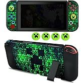 Protective Case for Nintendo Switch, Switch Case & Thumb Grips Caps Soft Dockable Cases for Nintendo Switch Cases Shock-Absorbent & Anti-Scratch Switch Cover Slim Shell & 4 Pcs Joystick Cover