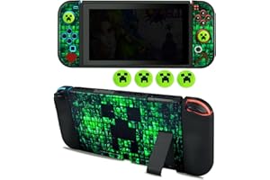 SUNMIKE Protective Case for Nintendo Switch, Switch Case & Thumb Grips Caps Soft Dockable Cases for Nintendo Switch Cases with Shock-Absorbent & Anti-Scratch Switch Cover Slim Shell with 4 Pcs Joystick Cover