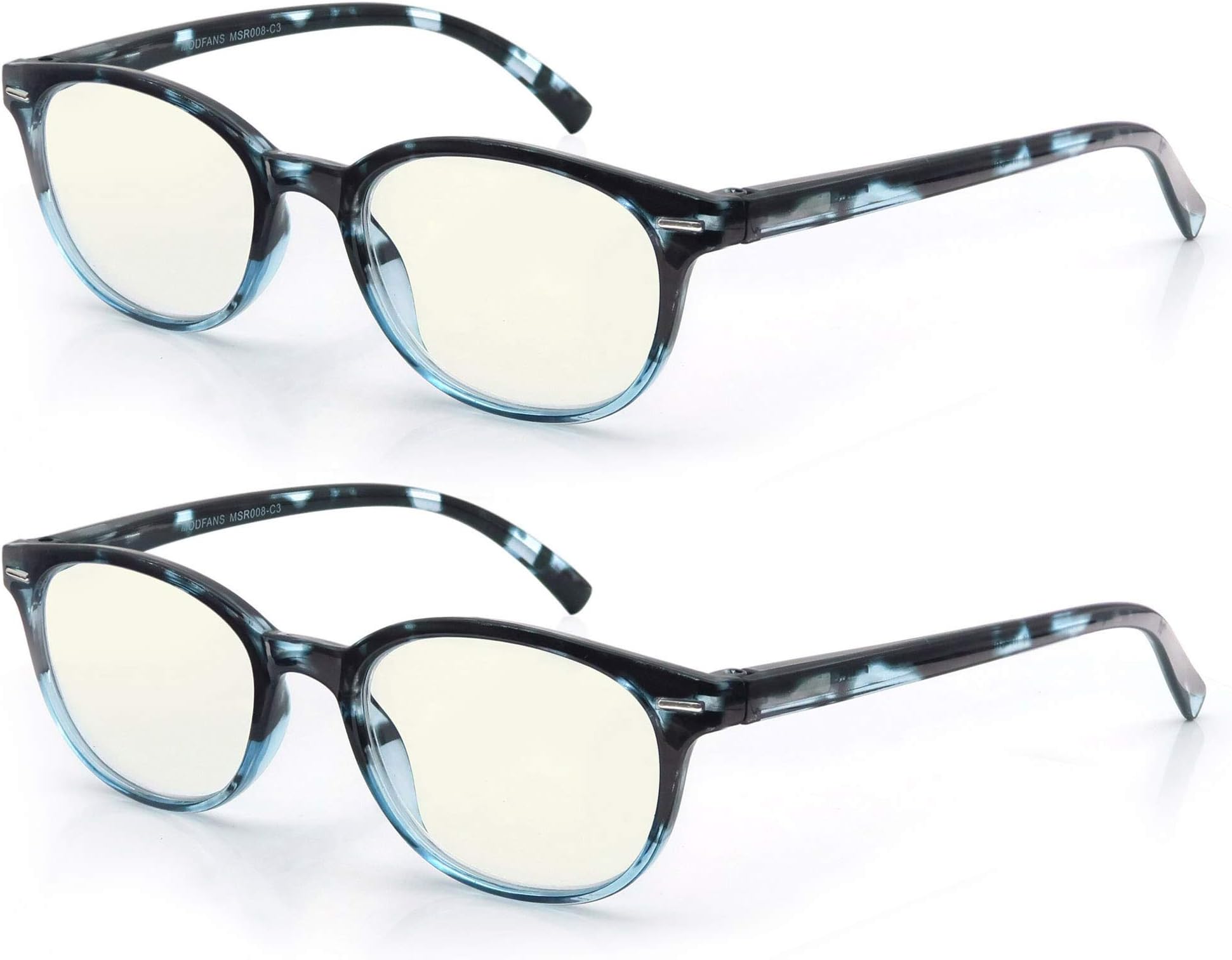 MODFANS 2 Pairs Blue Light Blocking Glasses Womens/Ladies/Unisex,Anti-Blue Ray,Anti-Glare,Anti-Eye Fatigue,UV Protection with Comfort Sping Hinge,Suitable for Computer/TV/Tablet/Phone