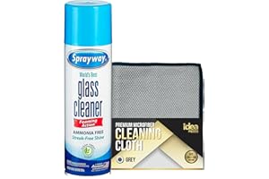 Idea Home Sprayway Glass and Window Cleaner with Spray Foam Bundle Premium Microfiber Cleaning Cloth Streak and Lint Free 15x15 in