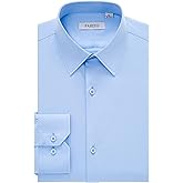 FAHIZO Men's Dress Shirt Regular Fit Soild Business Formal Long Sleeve Button Up Stretch Shirts