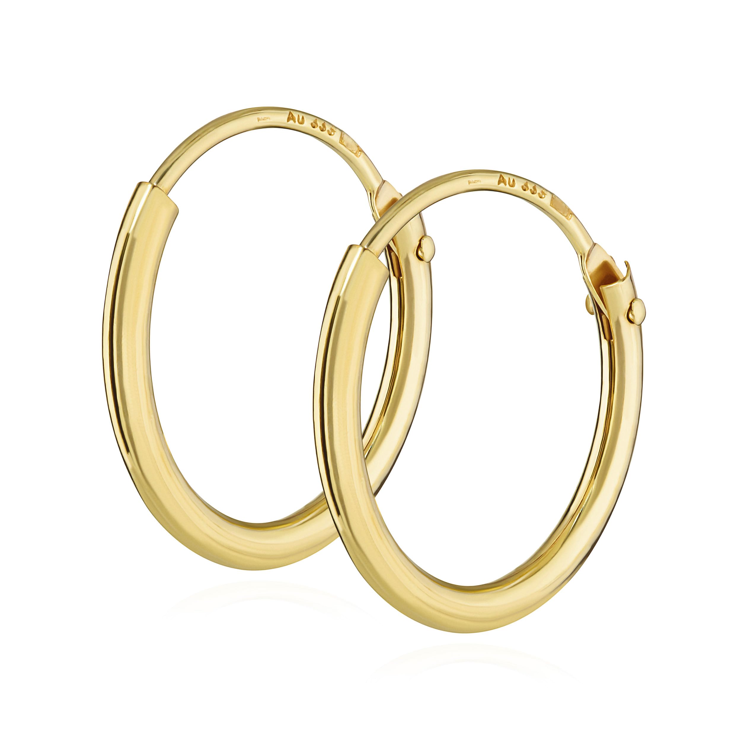 NKlaus PAIR GENTLEMEN Creole REAL GOLD earring ear jewellery ear pendant 13 mm 3752
