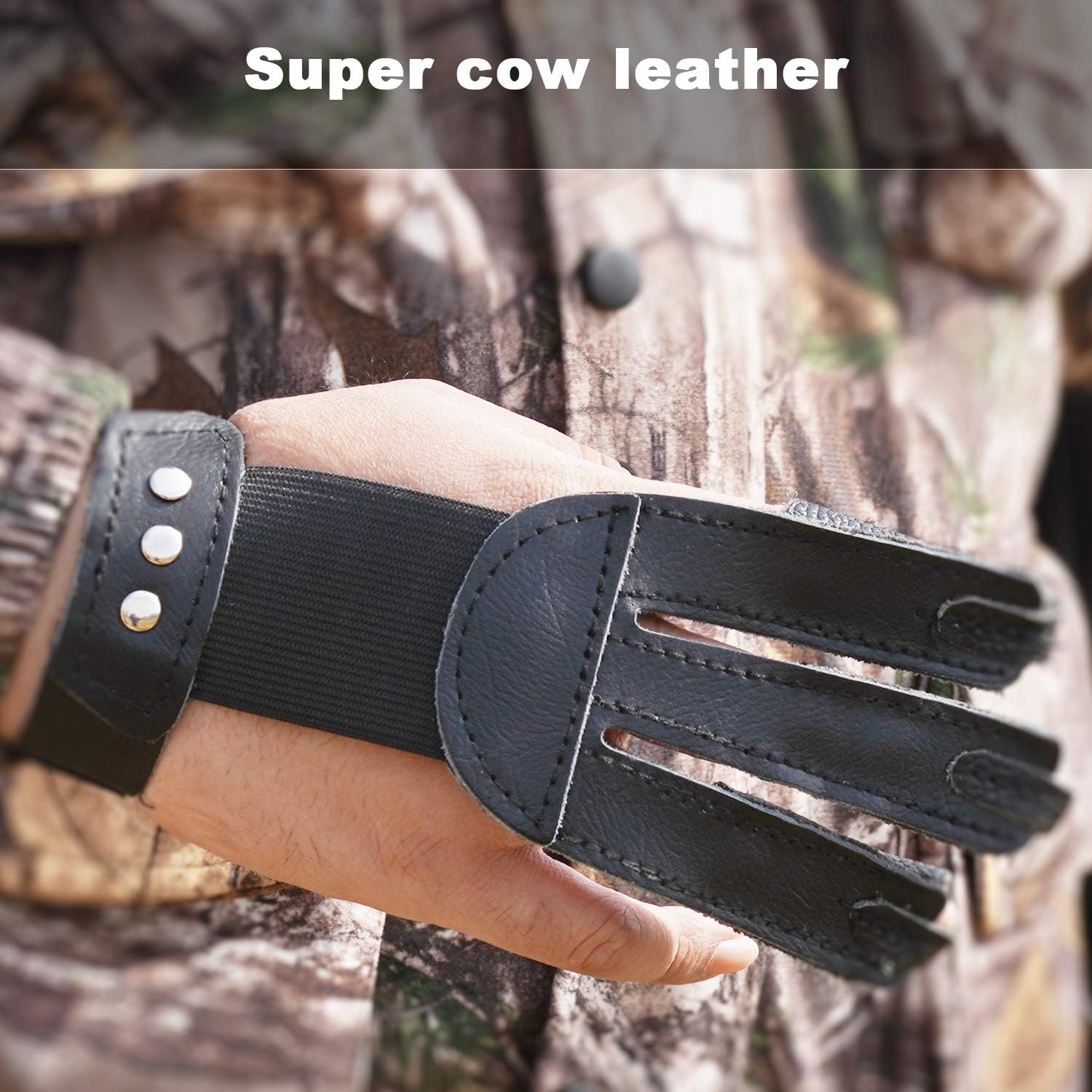 Archery Protective Glove Archery Three Finger Gloves Leather Three Finger Protector for Youth Adult and Beginner Black : Sports & Outdoors