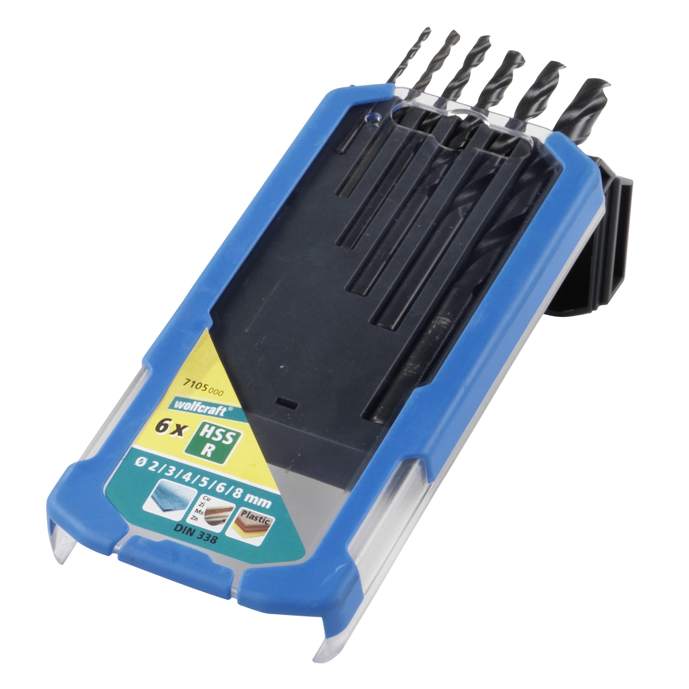 wolfcraft Metal Drill Bit Set, HSS, Rolled, Ø 2–8 mm, 6 Pcs. I 7105000 I For drilling into metal