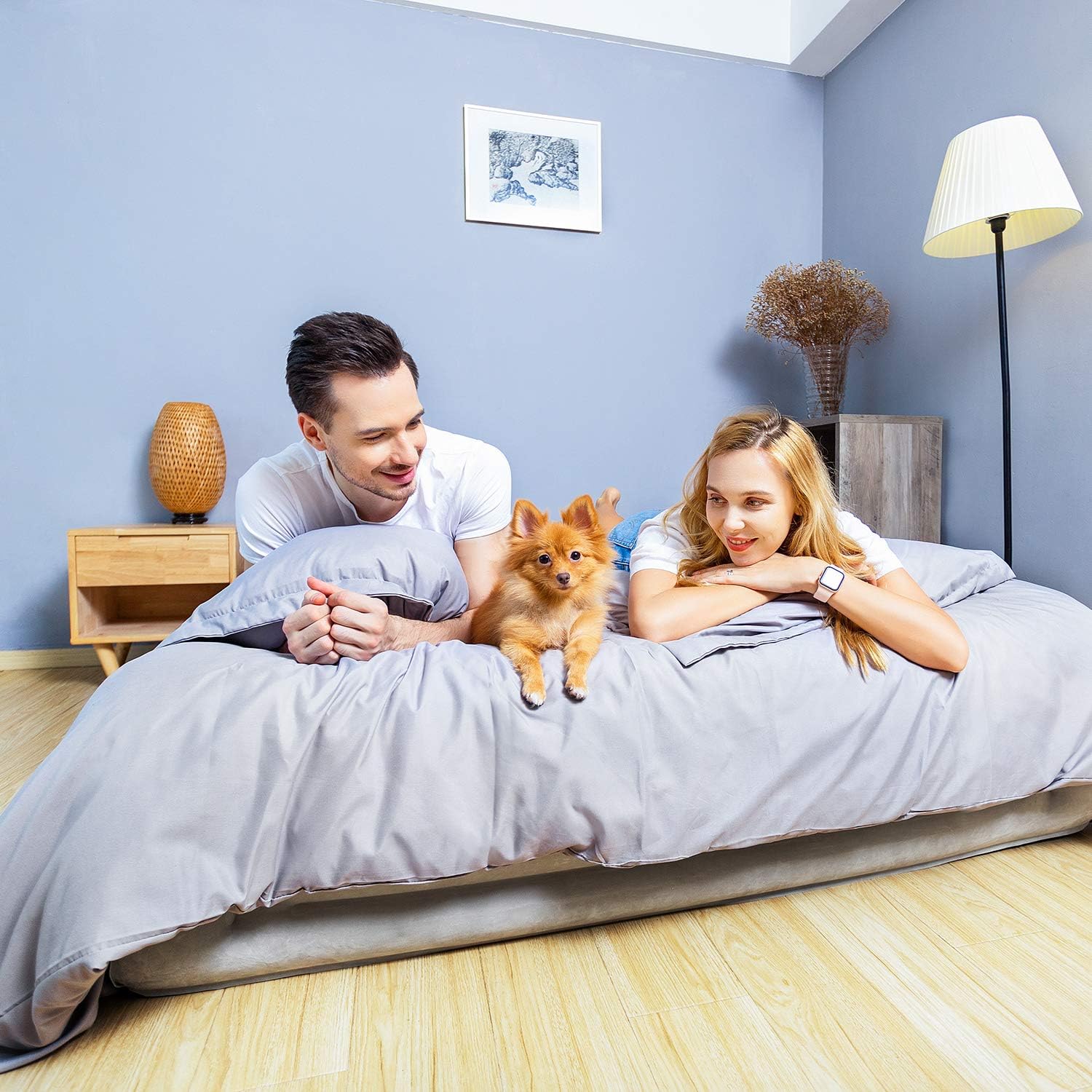 Dido Air Mattress with Built-in Pump, Queen Size Air Bed with Flocked Top and Sides, Elevated 18” Inflatable Bed Blow-up Bed for Guests: Kitchen & Dining