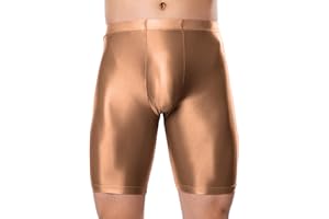 Ausing Men Short Glossy Oily Tight Shorts Skinny Stretch See Through Pant for Bodybuilding Gym Fitness M-XXL