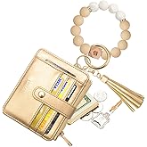 COOLANS Silicone Bracelet Wristlet Wallet Credit Card Holder RFID,ID Window,Key Ring Tassel,Slim Wallet Women Keychain Purse