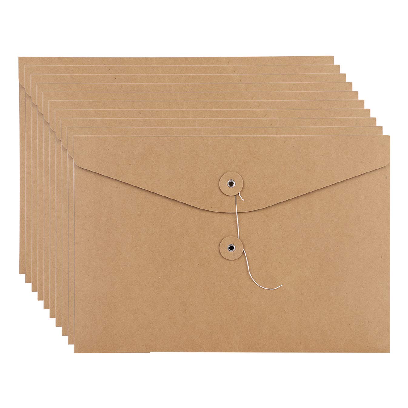 10Pcs A4 Kraft Envelopes with String Brown Paper Project Folder Flat File Holder Document Paperwork Storage Portfolio Envelope Paper Bag File Organizer for Office School Home (10pcs A4 Brown)