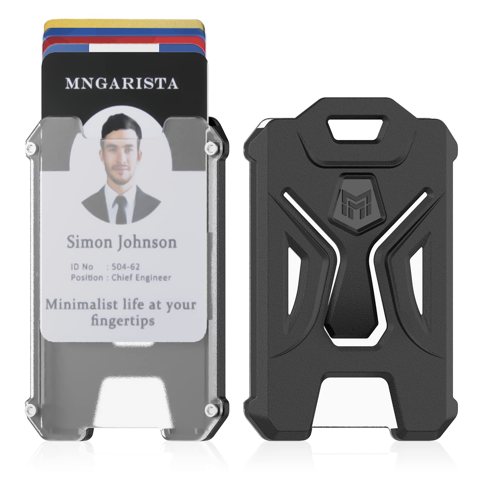MNGARISTA 2 Pack Heavy Duty Badge Holder, Vertical ID Card Holder for Credit Cards, Clear ID Window, All PC Polycarbonate Plastic Housing, 5 Cards Capacity, Built-in Elastic Clip, Black — image 1