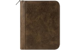 FRANKLIN COVEY FranklinCovey - FC Basics Ring-Bound Binder for FranklinCovey Planners | Distressed Simulated Leather - Zipper Binder (Classic, Brown)
