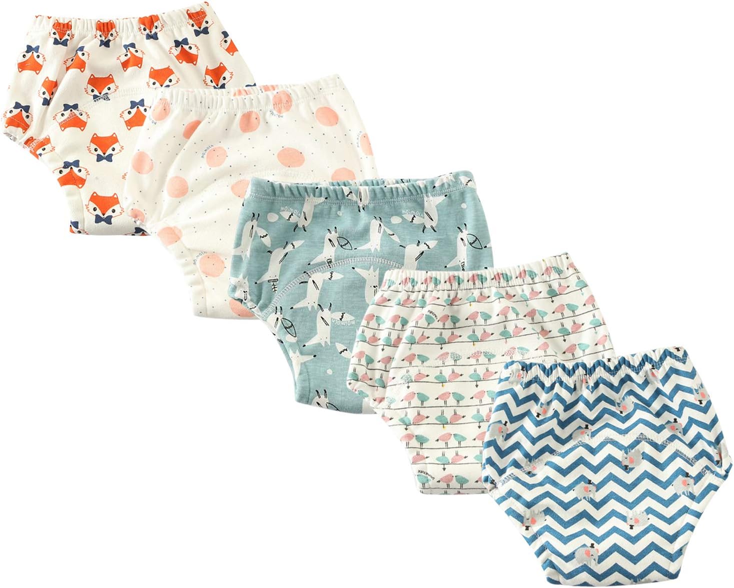 5 Pack Baby Cartoon Potty Training Pants Underwear Reusable for Boys Girls