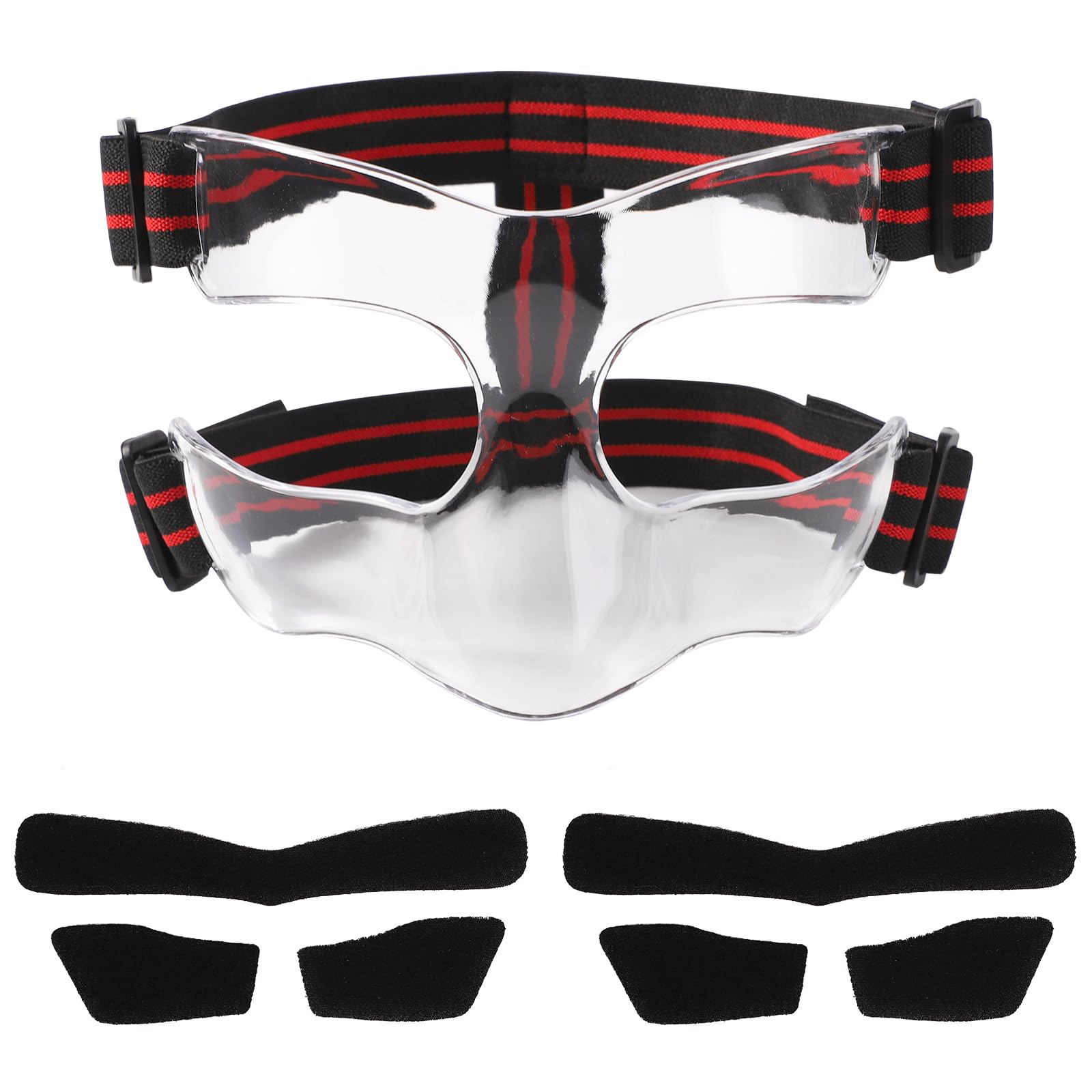 Broken Nose Face Guard, 5.9x3.74in Red & Black Sports Face Shield Nose Protector Nose Guard Face Mask with Padding Adjustable Face Shield for Basketball Soccer Baseball (Half Cover)