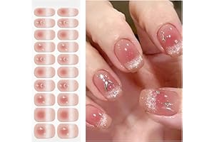 OAUEE Semi Cured Gel Nail Strips | 20 Gel Nail Stickers | Gel Nail Stickers With UV Light Required | Salon Quality, Easy Application And Removal（Star Moon Cat's Eye）