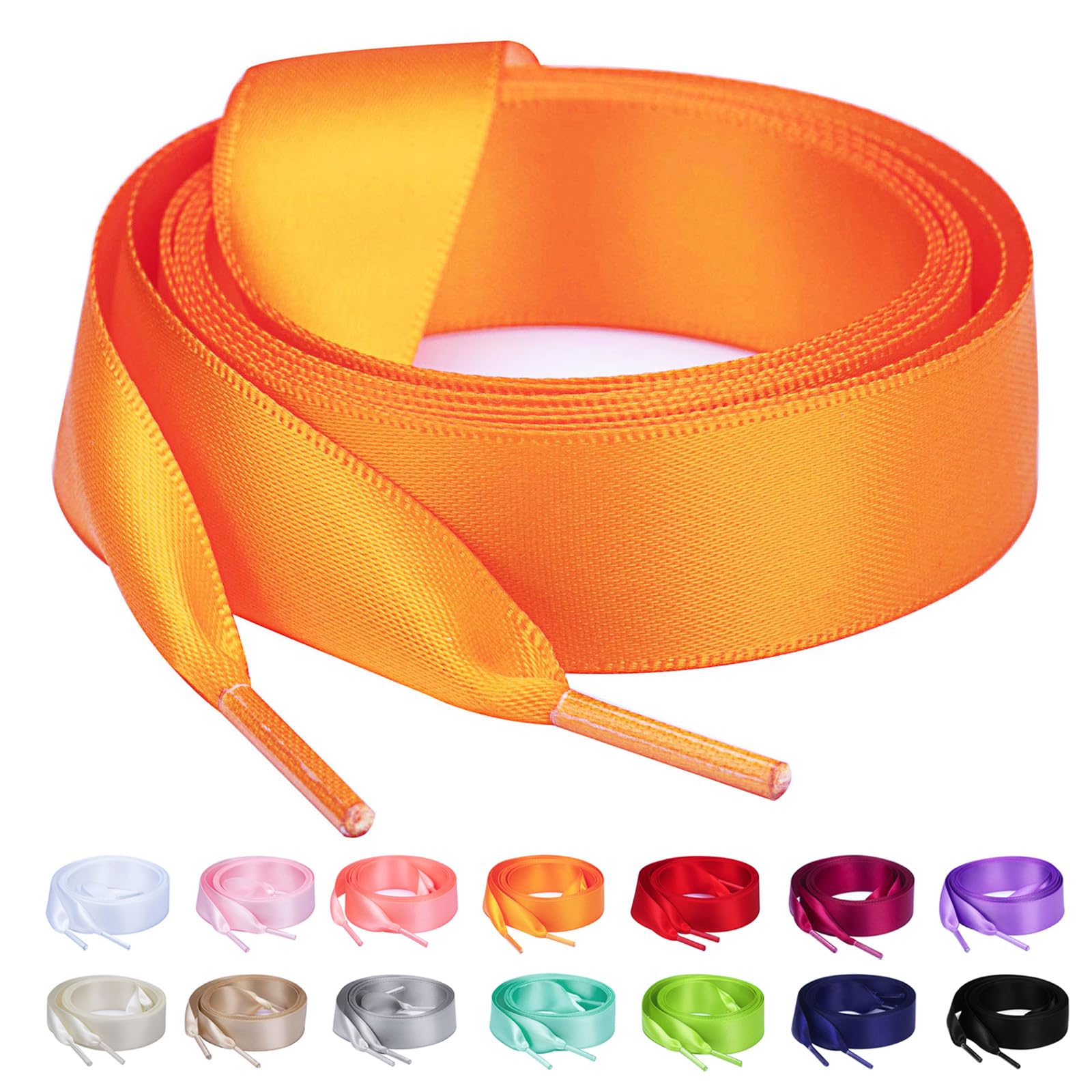 Booyckiy Flat Colorful Satin Ribbon Shoelaces
