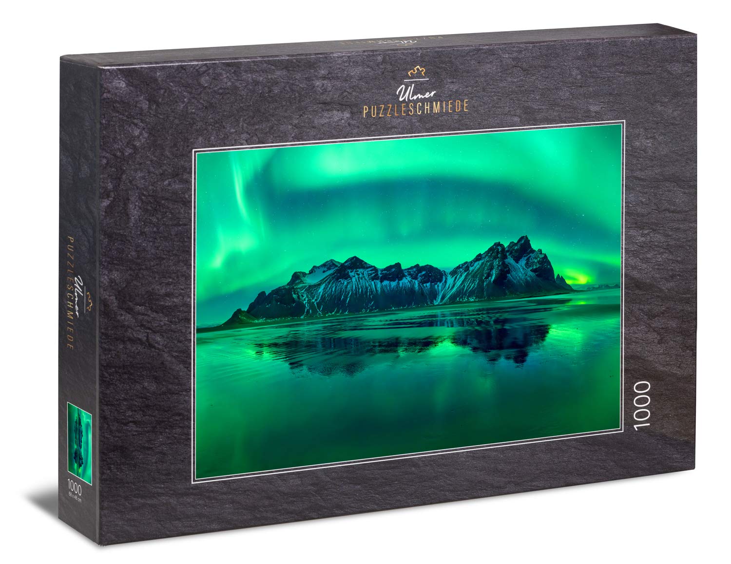 Ulmer Puzzleschmiede - Puzzle "Ice and waves": 1000 pieces jigsaw puzzle - Impressive auroras over the dark sea of ice in northern Scandinavia
