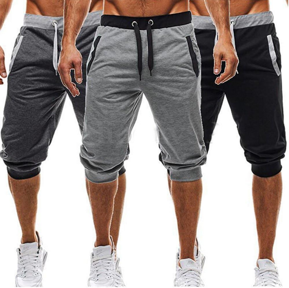 Lesimsam Men's Casual Elastic Waist Harem Training Jogger Sport Short Baggy Pants