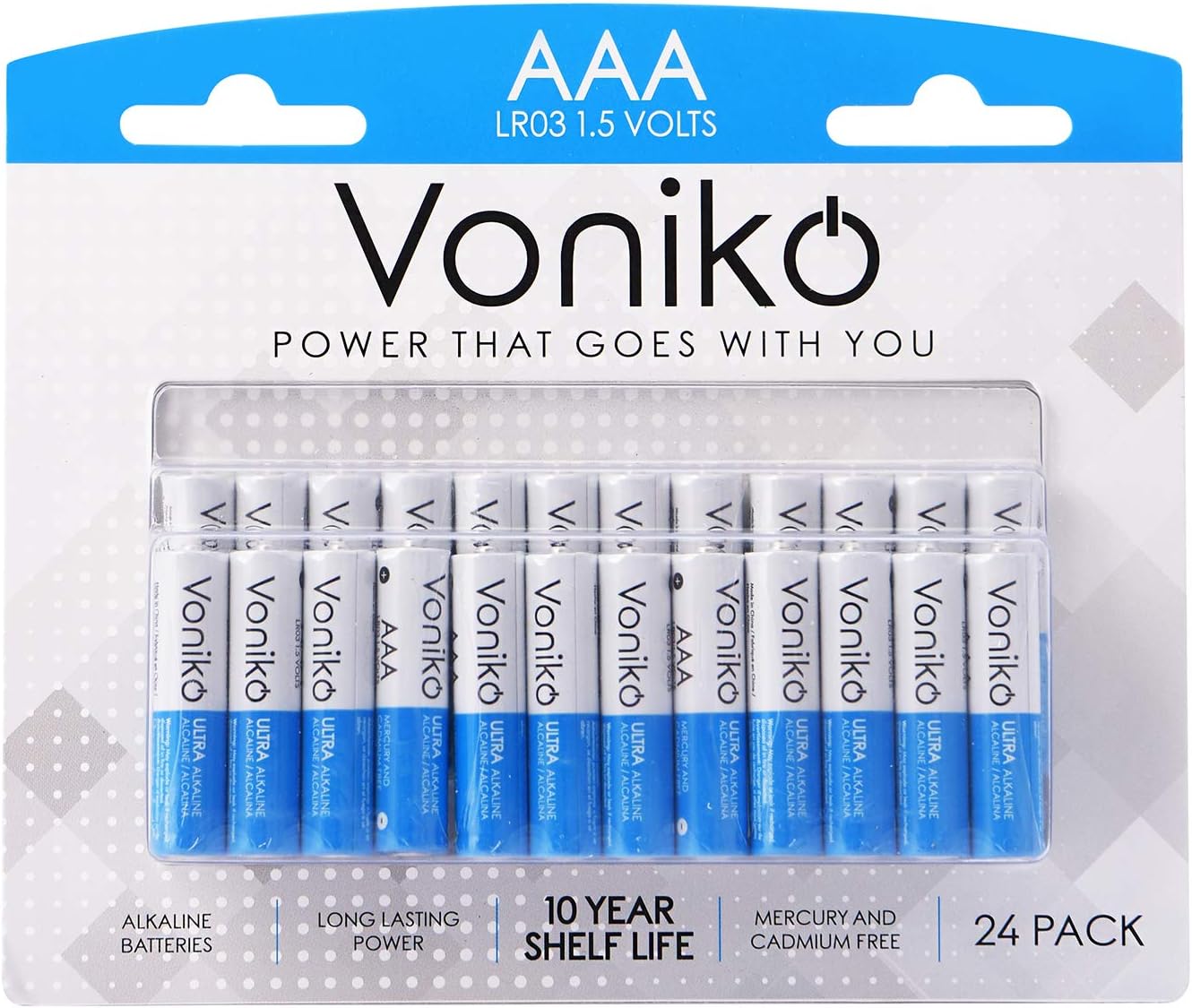 VONIKO - Premium Grade AAA Batteries - 24 Pack - Alkaline Triple A Battery - Ultra Long-Lasting, Leakproof 1.5v Batteries - 10-Year Shelf Life: Home Audio & Theater