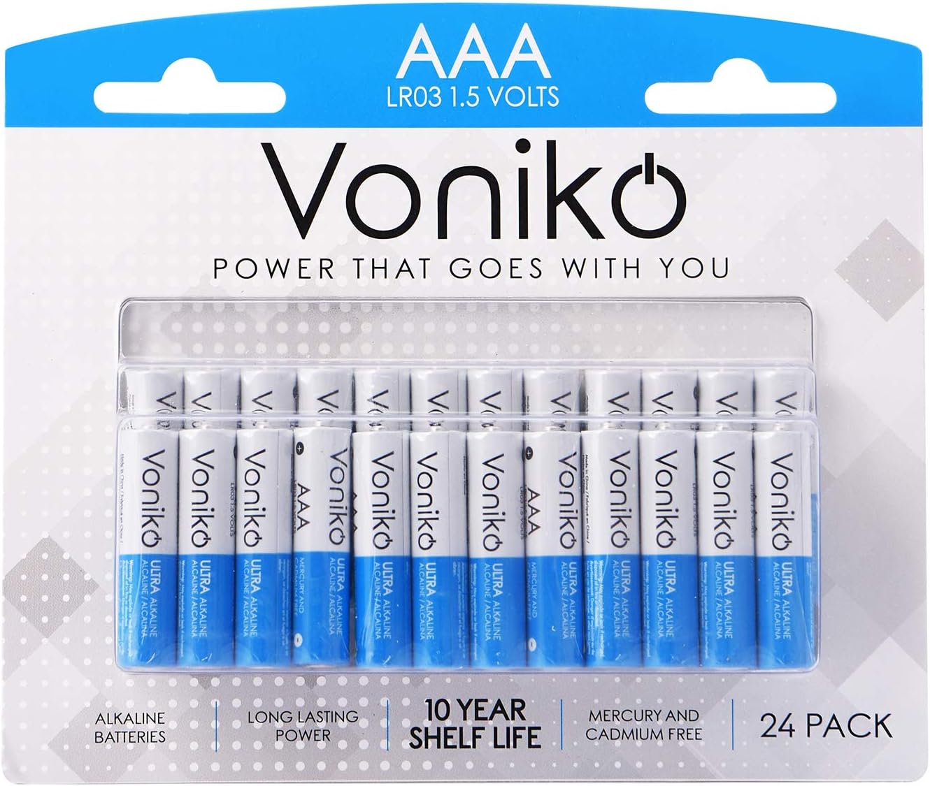 VONIKO - Premium Grade AAA Batteries - 24 Pack - Alkaline Triple A Battery - Ultra Long-Lasting, Leakproof 1.5v Batteries - 10-Year Shelf Life