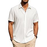 J.VER Men's Linen Shirts Casual Short Sleeve Button Down Shirt Beach Vacation Cruise Summer Wedding Cotton Tops