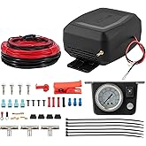maXpeedingrods On Board Air Compressor System Universal Air Spring Bag Controller Kit Compressor Kit with Gauge Air Line T Fi