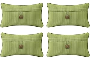 Supdurplus Outdoor DecorativePillows with Coconut Button Pack of 4, 20" x 12" Outdoor Pillow Set for Couch Bed Throw Patio Sofa, Chartreuse