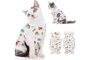 MORVIGIVE Cat Recovery Suit for Abdominal Wound, Breathable Cat Onesie for Cats After Surgery Spay Neuter, Anti Licking Cat Cone Alternative, Professional Bandages Pet Surgery Recovery Shirt