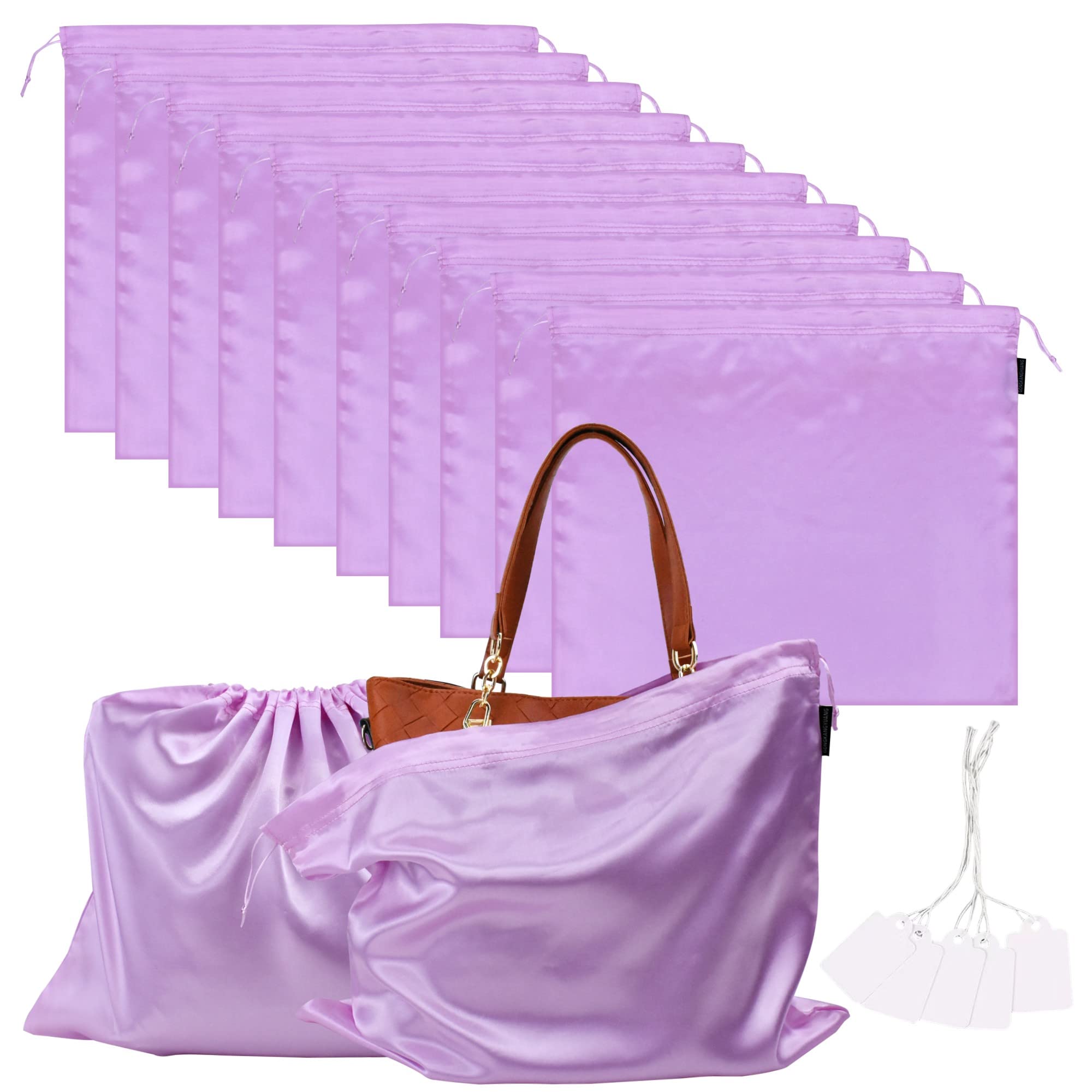 Photo 1 of 10 Pack Dust Bags for Purses and Handbags, Silk Dust Cover Storage Bag with Drawstring Travel Storage Pouch for Handbag Purse Shoes Boots (Pink, 23.6 × 19.6 in)