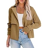 AGSEEM Womens Cropped Trench Coat Casual Single Breasted Lapel Short Jackets Fall Fashion Outerwear with Pockets 2025