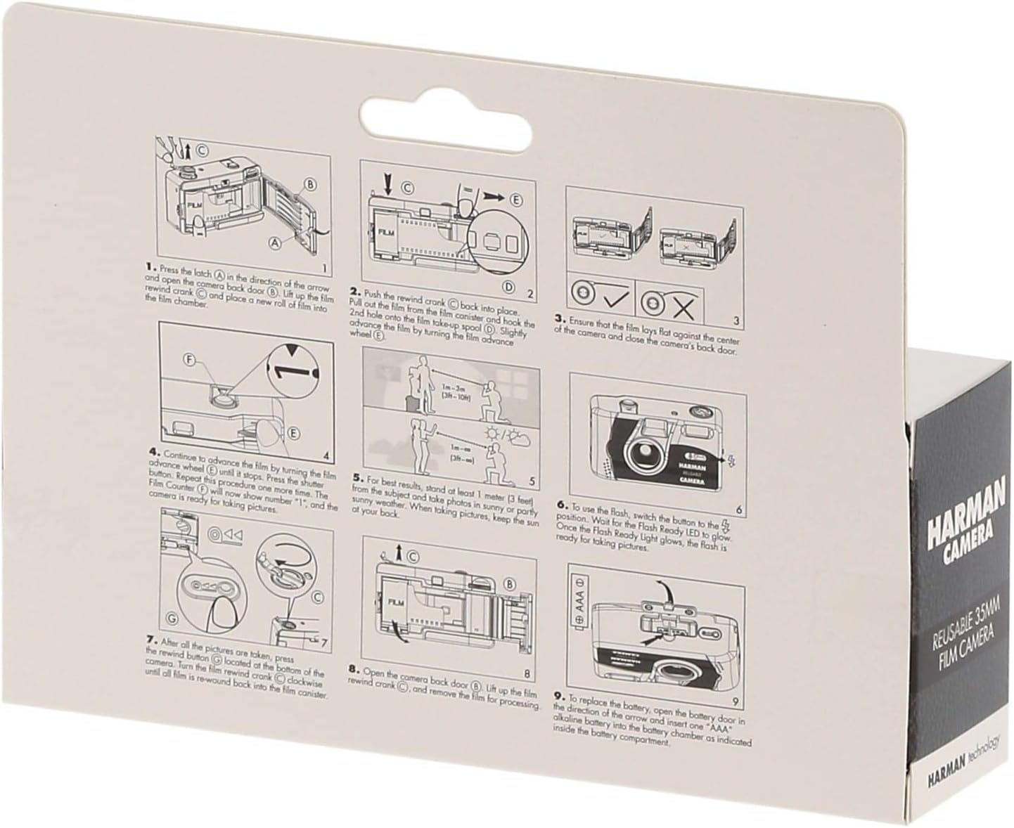 HARMAN Disposable/Rechargeable Camera + 2 B&W Films 36 Poses, Black - Image 3