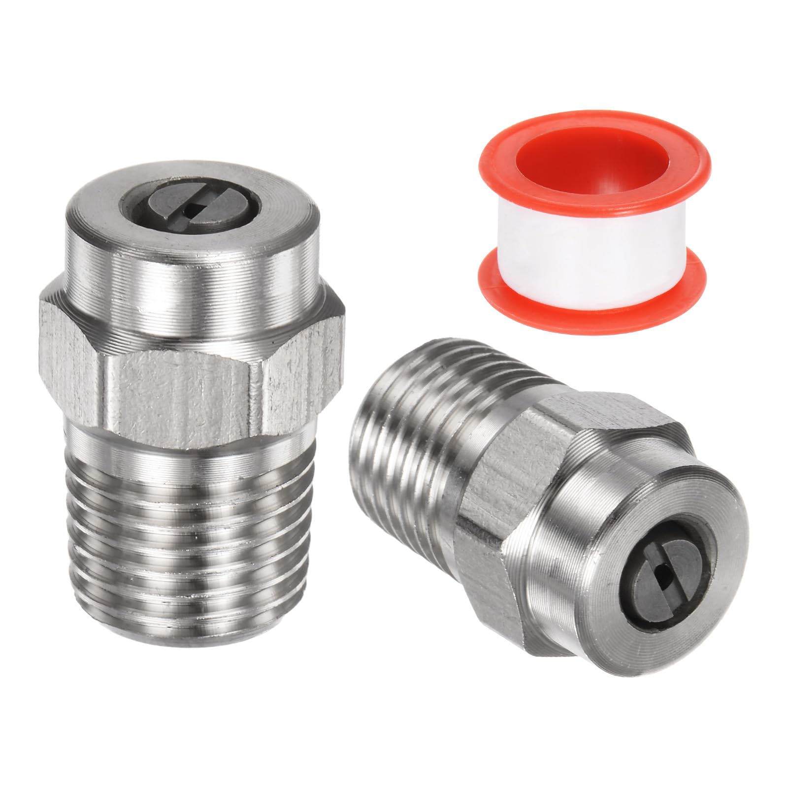 M METERXITY 2 Pack Surface Clean Tips - 40 Degree 1/4" NPT Male #40050 Pressure Washer Nozzles Cleaner Nozzle Replacement, Stainless Steel with Sealing Tape for Water Guns (1.382mm Orifice)