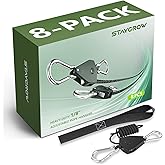 STAYGROW 8-Pack 1/8” Ratchet Straps, Heavy Duty Ratchet Tie Down Straps Kayak Hanger with Reinforced Metal Gear Safety Lock, Rope Pulley System for Hanging Plants Grow Light and Various Tie-Down Uses