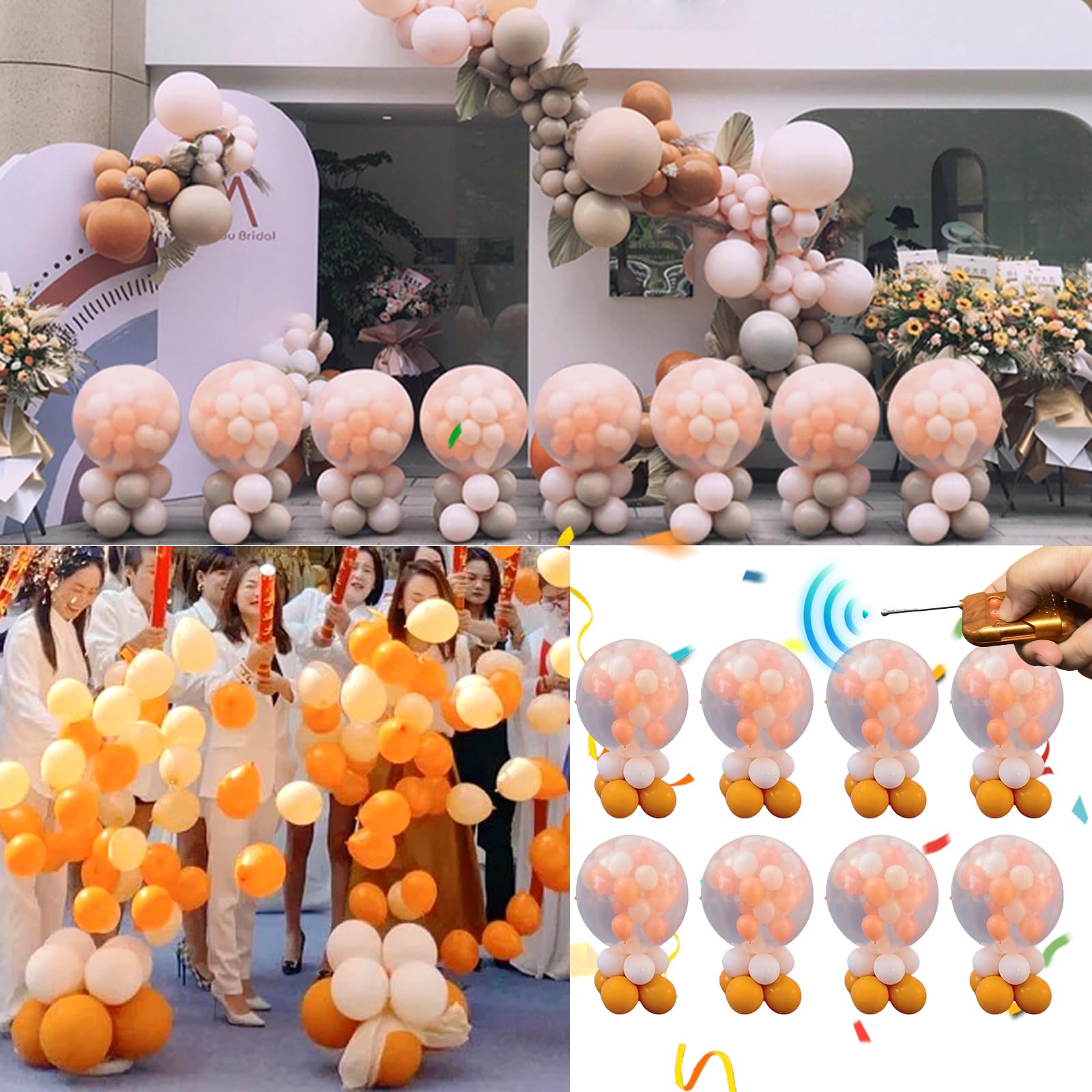 Reveal Balloons Remote Control Ground Explosion, Ball in ball tool, Balloon Filling Kit, Helium floating flying, wedding, opening ceremony arrangement, party birthday