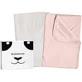 BubblePanda Rayon Made from Bamboo Baby Swaddle Blanket,2 Pack Soft & Breathable Receiving Blankets for Infant Newborn, Swaddle Wrap for Babies Girl and Boy, 47 x 47 Inch, (Blush & Oat)