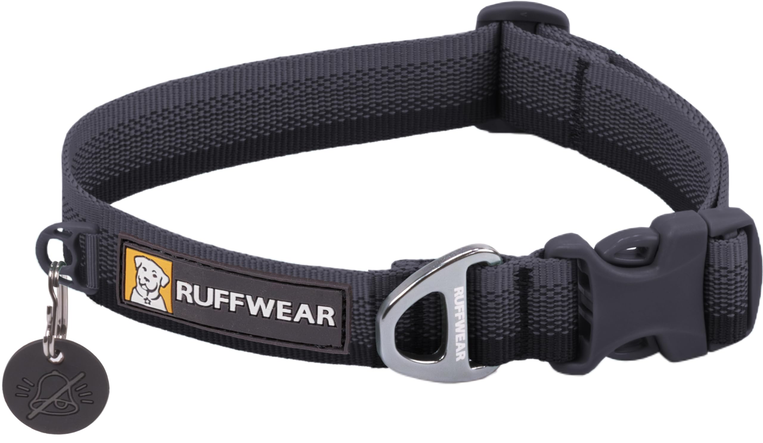 RUFFWEAR Front Range Collar, Medium Dog Collar with Aluminium V-Ring, Adjustable Length Pet Dog Collar, Comfortable Soft Fabric, Animal Collar with Dog Lead Attachment Ring, 36-51cm, Basalt Grey — image 1